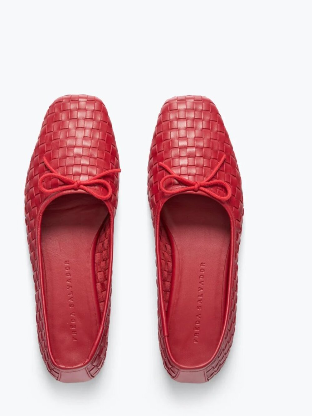 NWT Freda Salvador Jada Red Woven Leather Flats